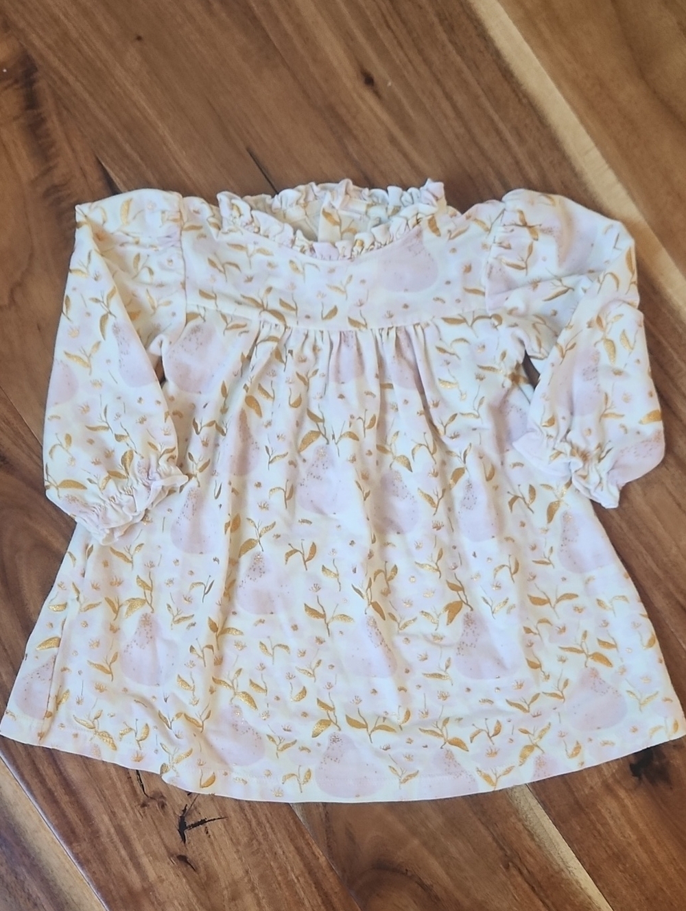 Nwot Magnetic Me Pink & Gold Pear Dress With Ruffle. 6-9m
